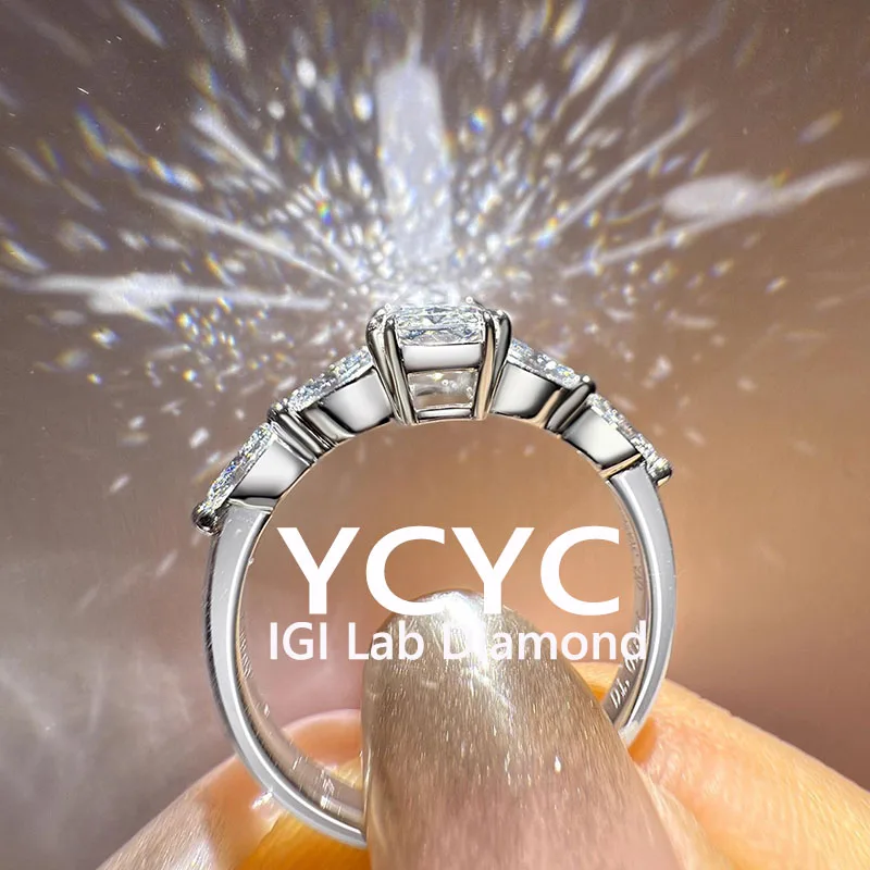 

Lab Grown Diamond D COLOR IGI Rings Gems 100% gold Fashion Ring for Women Fine Jewelry