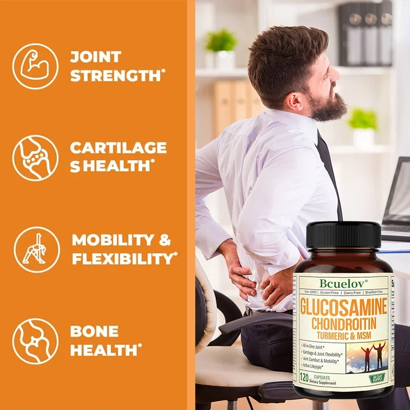 Glucosamine Chondroitin Turmeric MSM - Shellfish Free Joint Health Supplement - For Joint, Cartilage, Bone Density Health