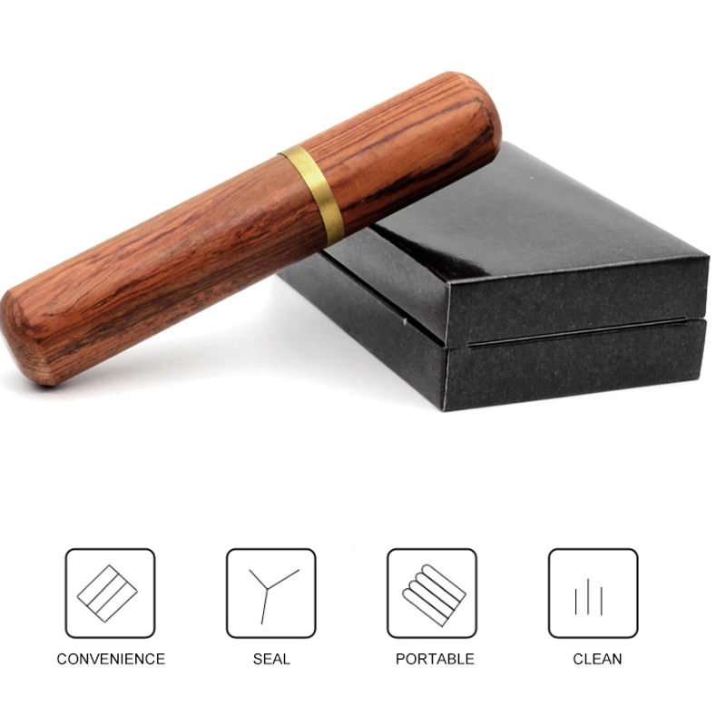 Portable Solid Wood Cigar Tube, Handmade Cigar Moisturizing, Tool Accessories with Gift Box, New