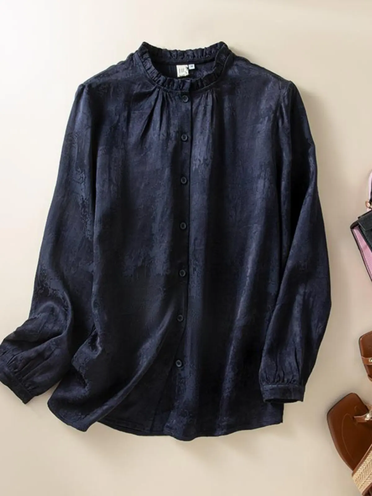 

Элегантная женская рубашка в стиле ретро с длинным рукавом, корейский и японский стиль, модная, утягивающая, для повседневной носки, свободного кроя, с завышенной талией