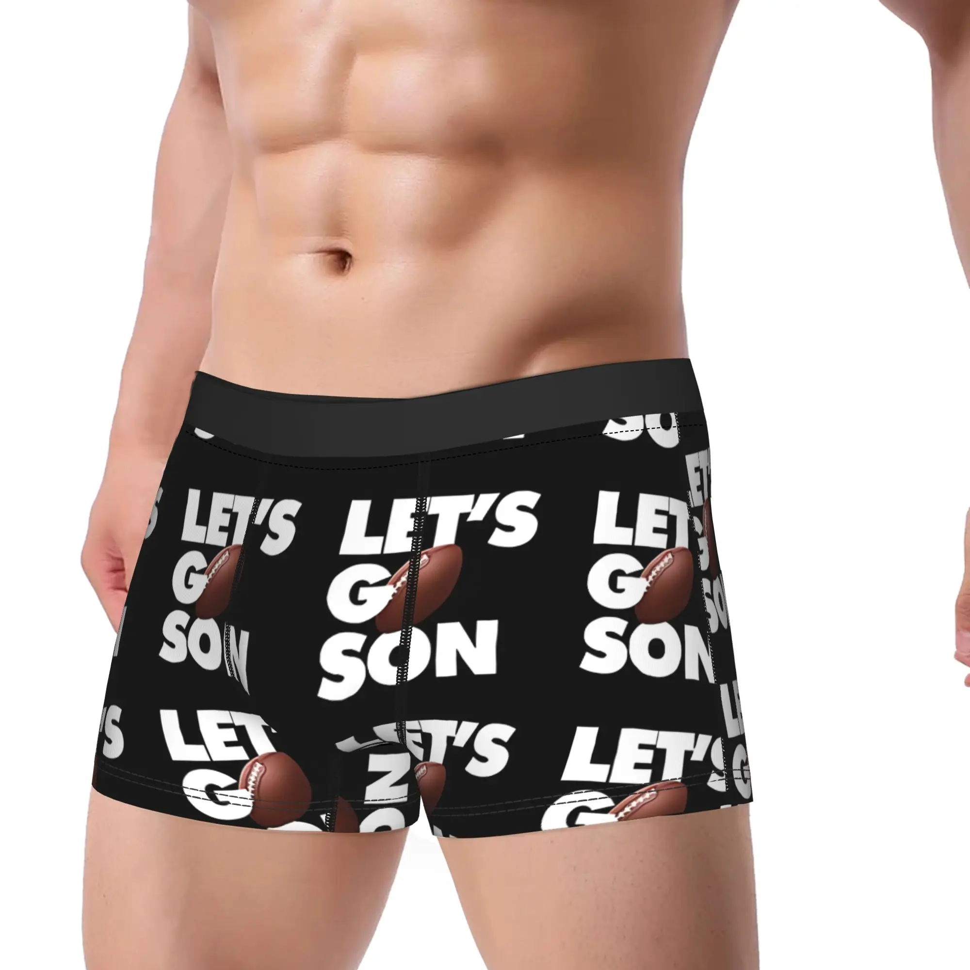 Lets Go My Football Son Underpants Homme Panties Men's Underwear ball Print Shorts Boxer Briefs