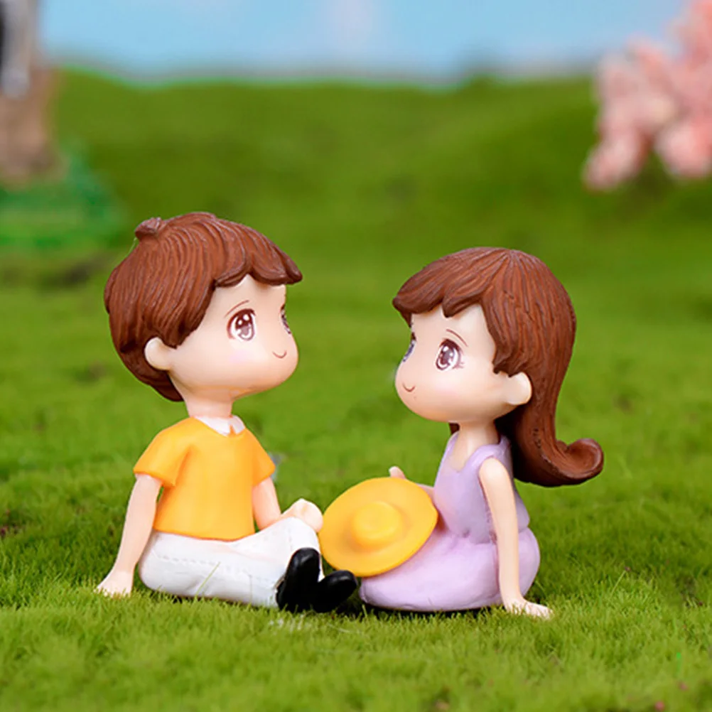 

2 Sets Plastic Desktop Couple Ornaments Home Car Decoration Micro Landscape Crafts Mini Lover Adornment Wedding Party Statues