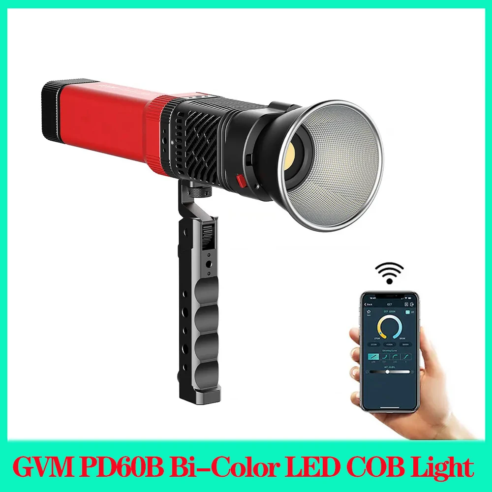 GVM PD60B Bi-Color LED COB Light 60W 2700K-6800K Portable Led Video Light For Outdoor Photography Fill Lamp APP Control