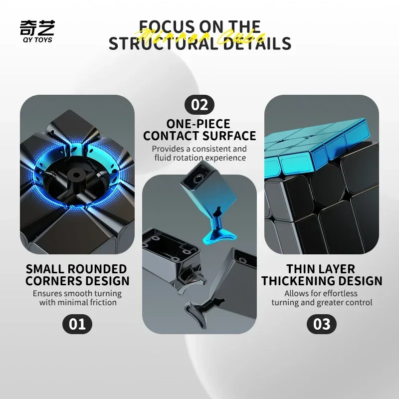 [CubeFun] QiYi ミラー 3x3 マジックキューブ磁気青緑フルステッカープロフェッショナルパズルスピードキューブおもちゃ子供ギフト用