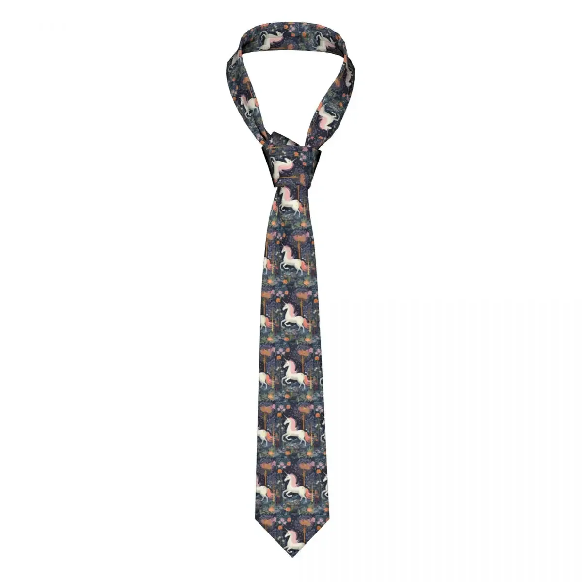 Mens Tie Classic Skinny Unicorn In The Forest Neckties Narrow Collar Slim Casual  Accessories Gift