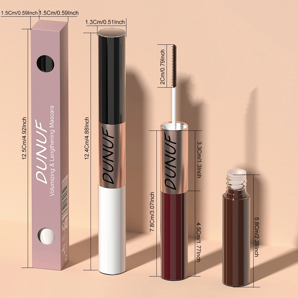 Dual-Ended Color Mascara Long-Lasting Waterproof Volumizing Lengthening Curling Eyelash Makeup for Women