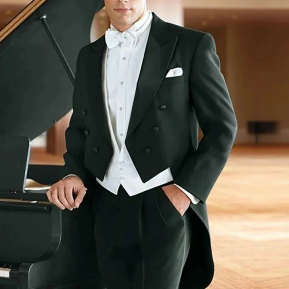 

Formal Men Suits Single Breasted Groom Wedding Business Male Blazer Vest Pant Set Party Tuxedo Black Lapel Custom 3 Pieces
