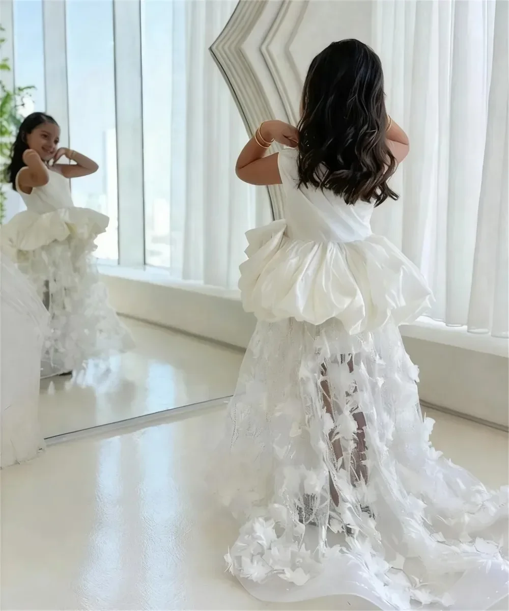 Custom Light Luxury Dress Women Wedding Guest Gown Girls Wedding Gown Birthday Party Gown Pageant One Shoulder Floral Trailing