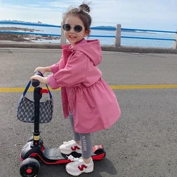 Girls Jacket Spring and Autumn Clothes 2023 New Korean Children's Long Windbreaker Coat Baby Fashion Coat 0 2 4 6 8 9Y