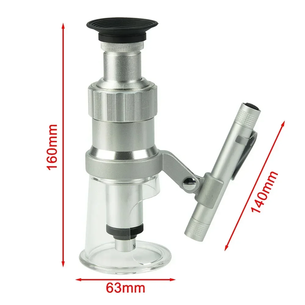 

NEW 100X High Power Magnifying glass LED Illuminated Pocket Microscope Scale Loupe
