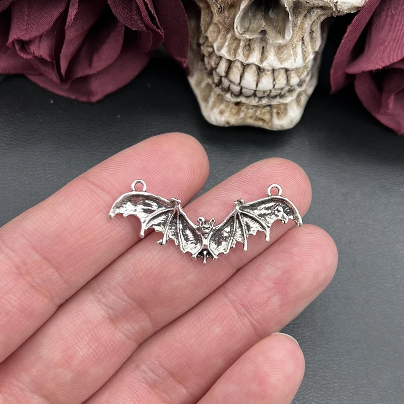 6pcs 42*18mm Gothic Vintage Bat Charms Halloween Pendant Designer Charms Fit Jewelry Making DIY Jewelry Findings