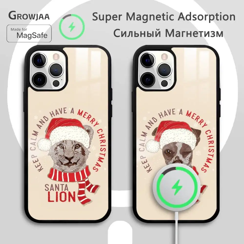 

Dog Cat Christmas Pets Phone Case For IPhone 16 15 14 13 12 11 Pro Max Plus Mini Magsafe Mirror Wireless Magnetic Funda