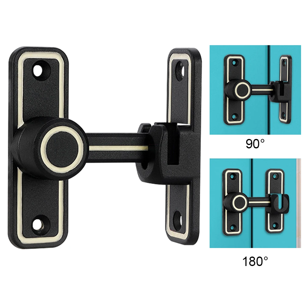 With Screws Zinc Alloy Anti Theft Latch Lock Hardware Easy Install 90 180 Degree Universal Garage Luminous Home Office Barn Door