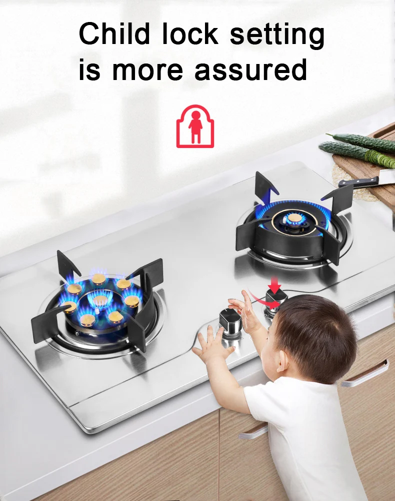 المدمج في الفولاذ المقاوم للصدأ موقد غاز زجاجي أجهزة المطبخ موقد غاز الشركة المصنعة للموقد المزدوج #4