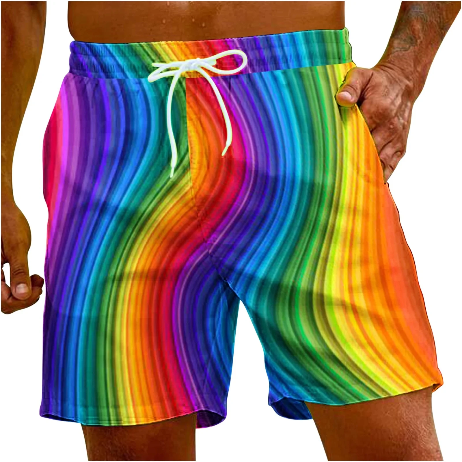 레인보우 게이 LGBT 3D 프린트 비치 반바지 남성 여름 하와이 캐주얼 보드 바지 오버 사이즈 서핑 수영복 트렁크 아동 의류