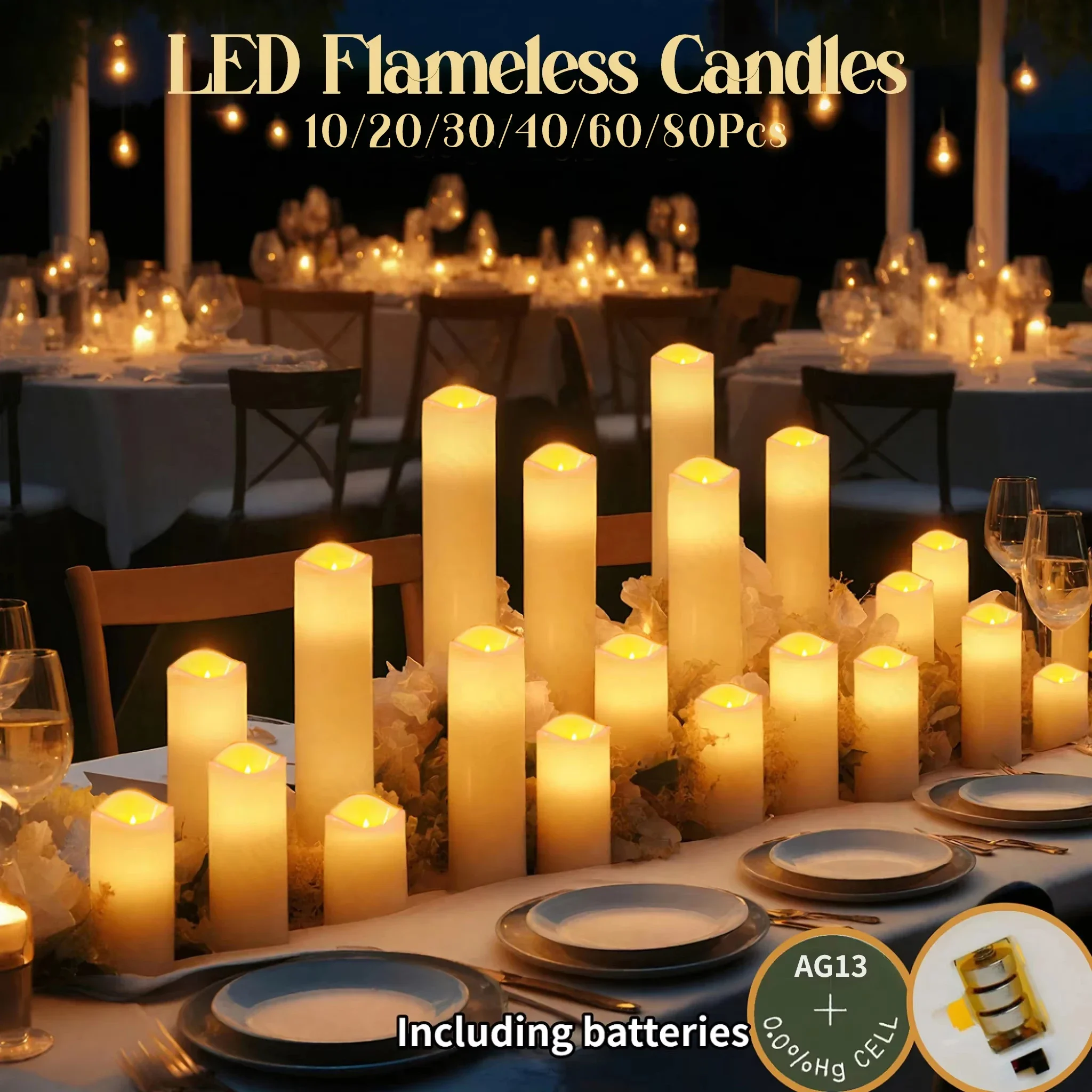 10-80Pcs Flameless Candles Battery Operated Candles Wedding Decor Led Candles Flickering Tea Lights Candle Candlelight Concert