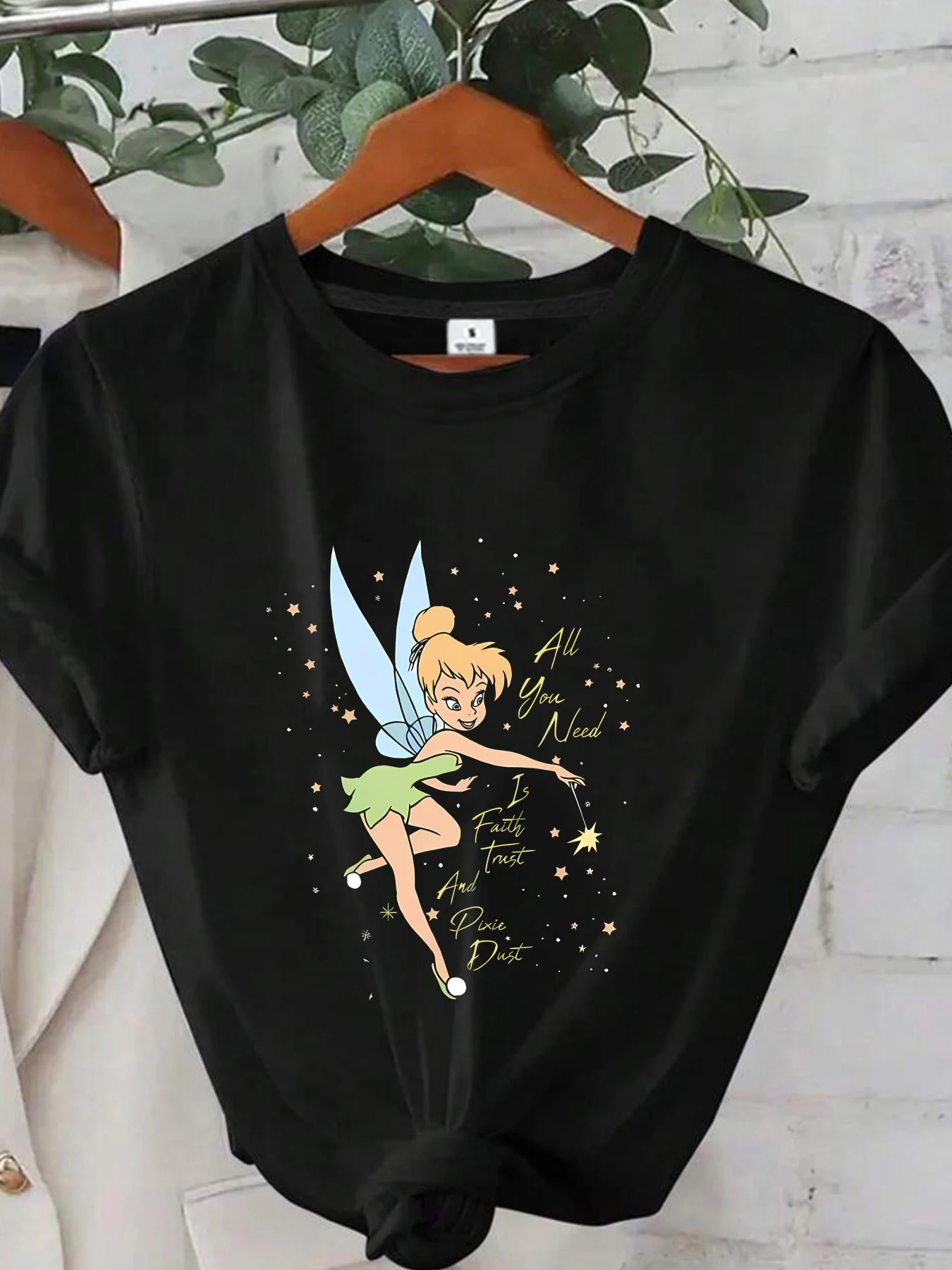 

magic wand Plus size women's round neck short sleeve T-shirt with elastic half sleeves and trendy prints