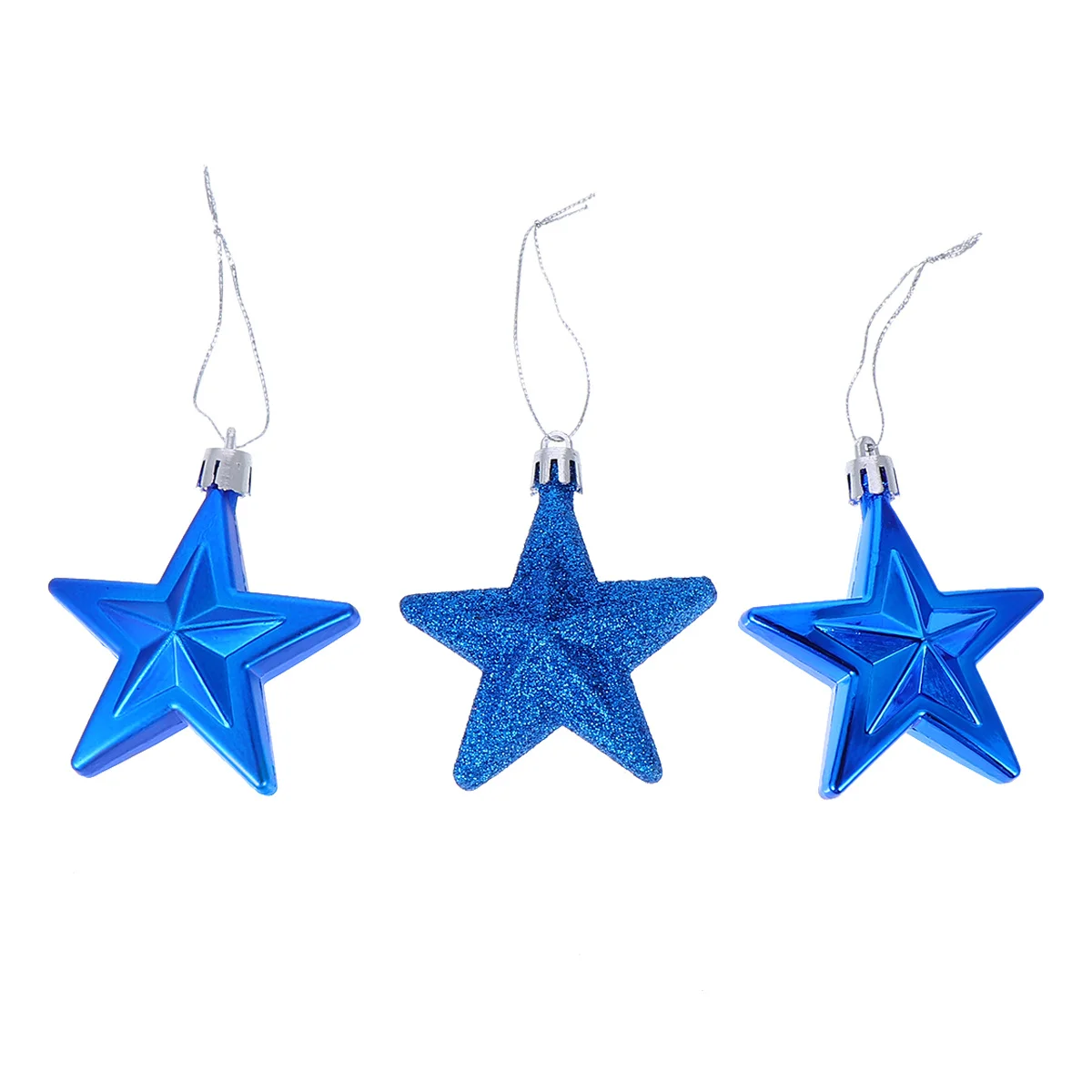 

18pcs Christmas Five-Pointed Star Decorations 3D Plastic Hanging Stars For Tree Xmas Ornament Holiday Party Decoration Supply