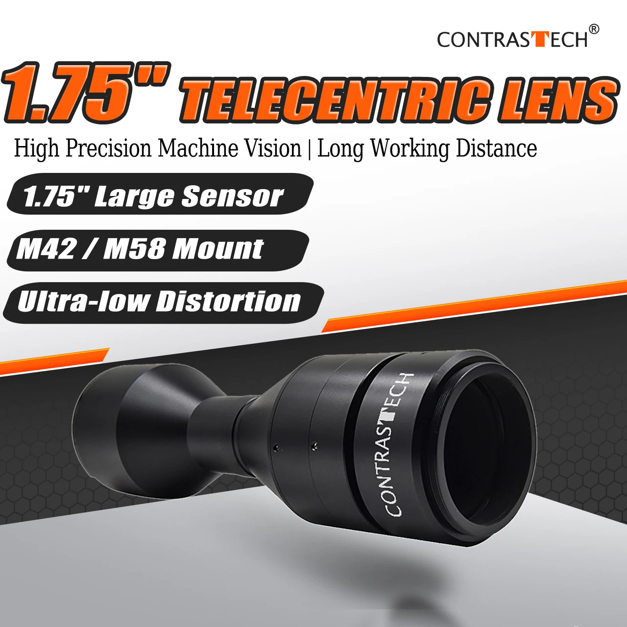1.75'' Large Format Telecentric Lens M42/M58 High Precision Industrial Machine Vision Lens for AOI Measurement Inspection