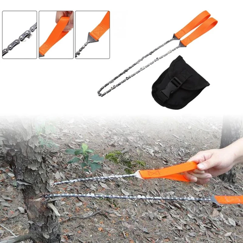 11/33 Tooth Portable Survival Chain Saw Chainsaws Emergency Camping Hiking Tool Pocket Hand Tool Pouch Outdoor Pocket Chain Saw