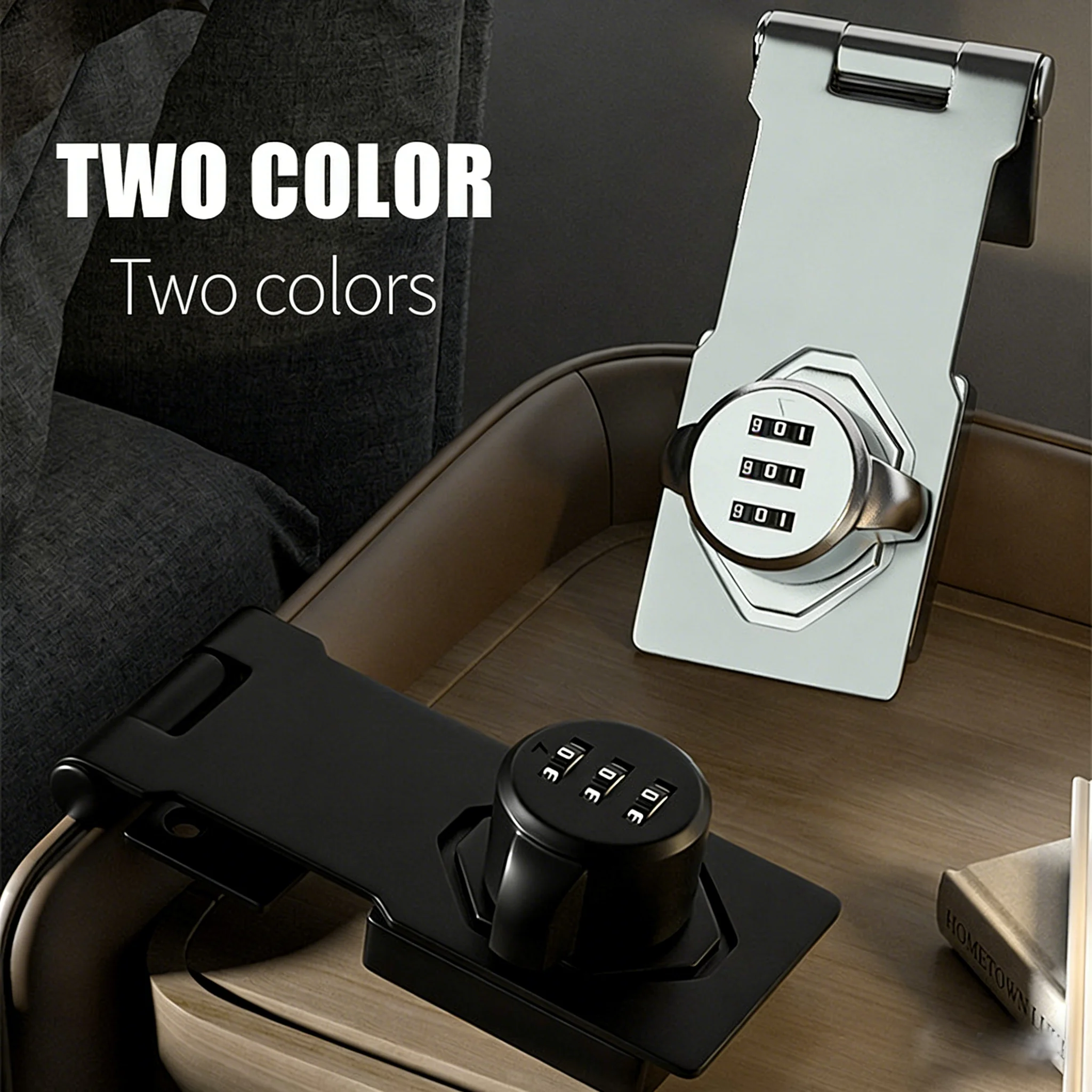 Cabinet Password Hasp Lock 3 Digit Combination Slide Latch Security Door Lock For Cabinets Drawers Wardrobes