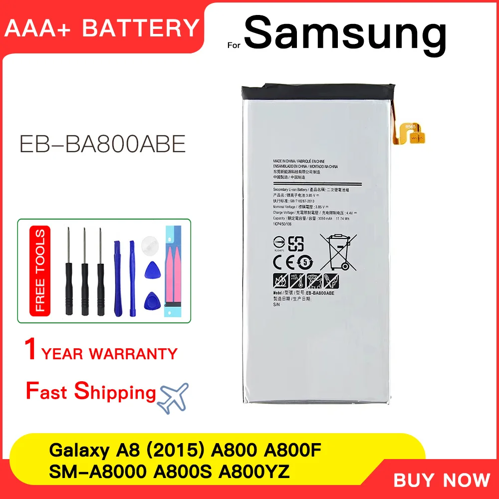 

Genuine New EB-BA800ABE EB-BA800ABA 3050mAh Battery For Samsung Galaxy A8 (2015) A800 SM-A8000 A800F A800S A800YZ +Tools