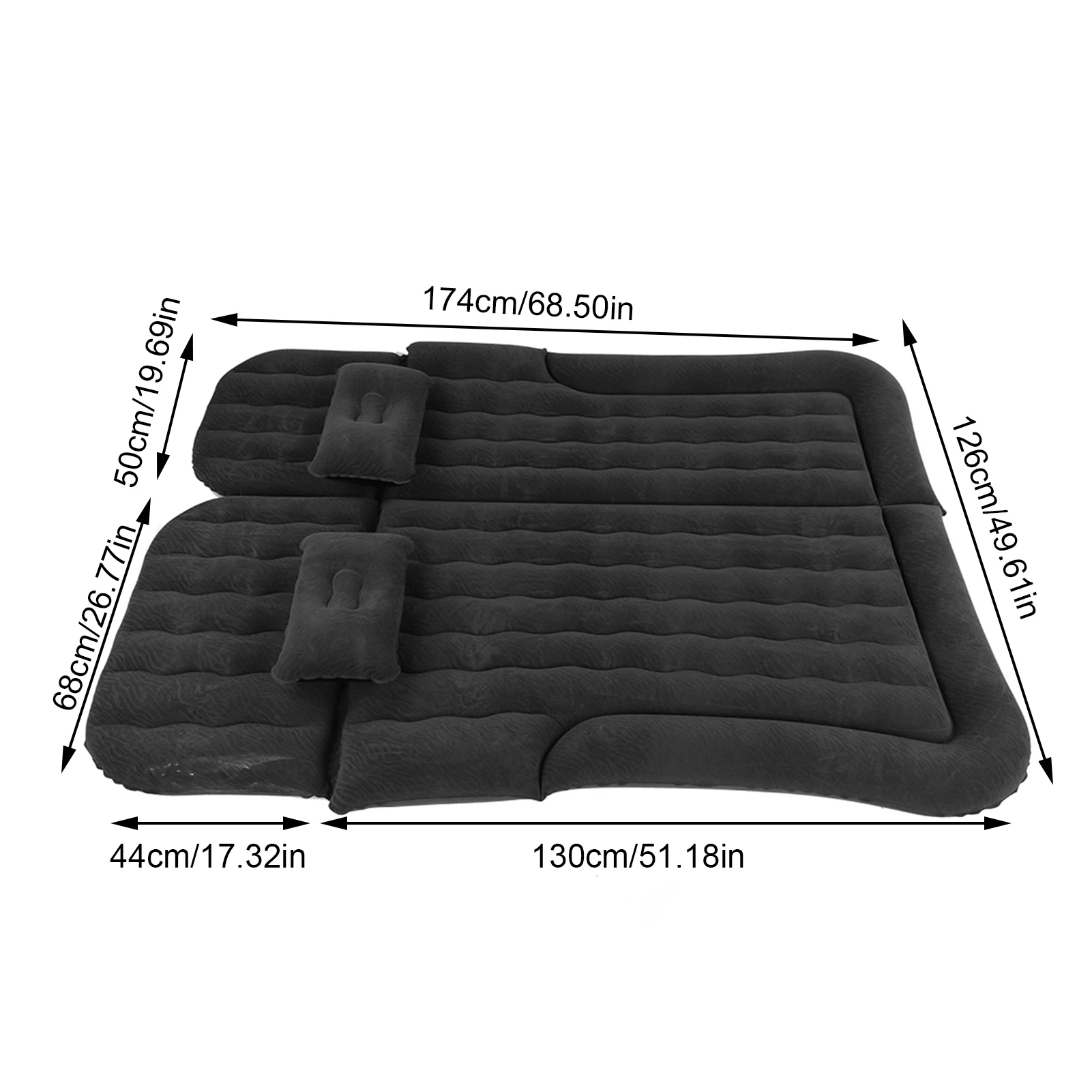 2 In 1 Multifunction Inflatable Travel Mattress PVC Flocking Soft Sleeping Rest Cushion for Car SUV Home Travel Picnic Camping