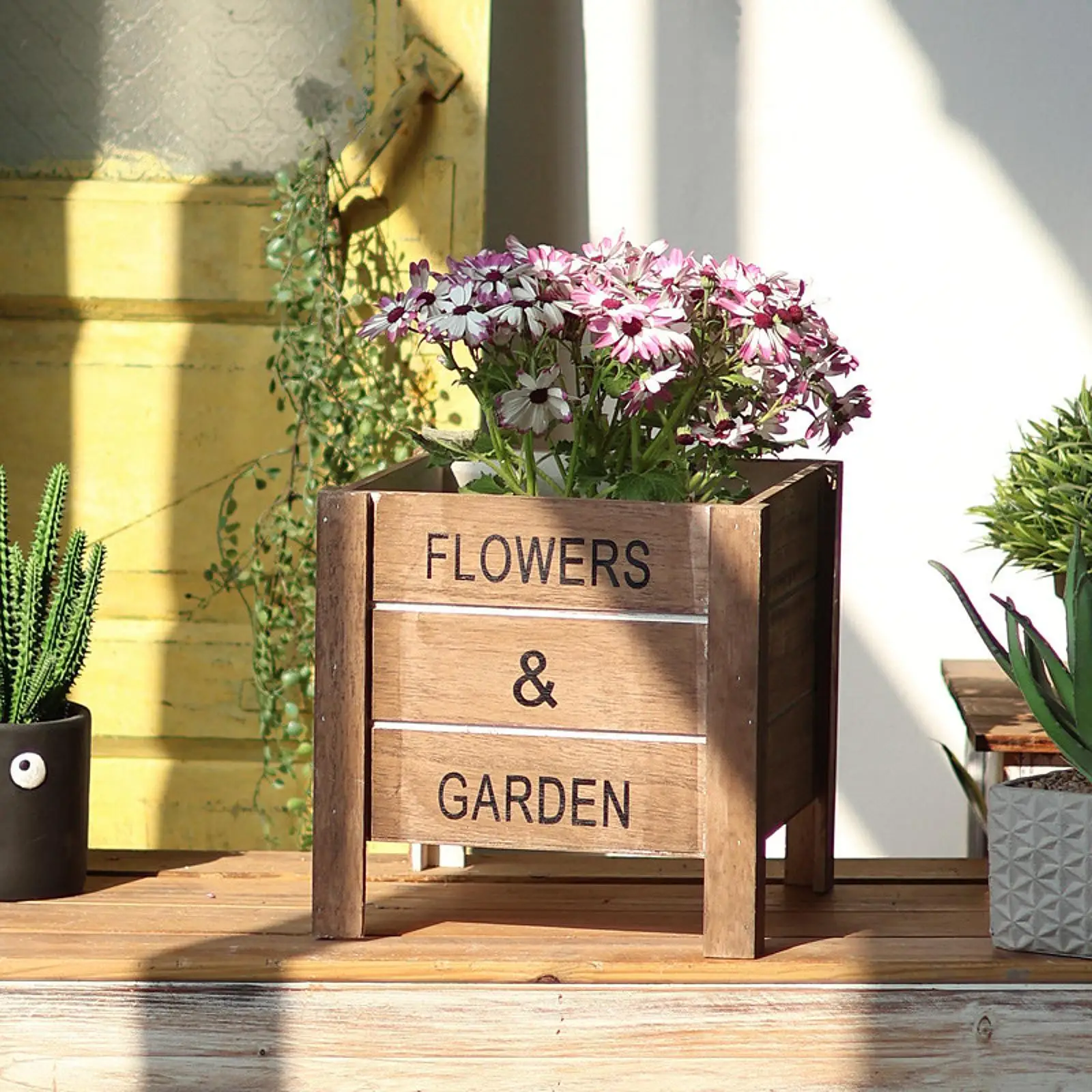 Wood Planter Box Display Boxes Creative Removable Centerpiece Rectangle Flowerpot for Storage Tabletop Farmhouse Garden Balcony