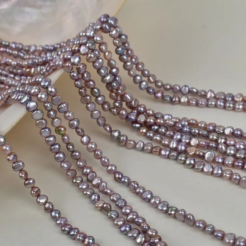 

6-7mm Purple Double-Faced Luster Side-Drilled Natural Freshwater Baroque Pearl Semi-Finished Loose Bead DIY Necklace Accessories