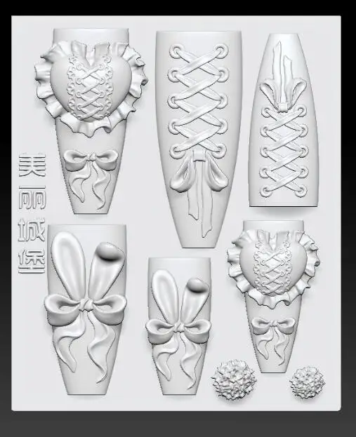 3D 아크릴 네일 몰드 네일 아트 장식, 타이 나비 매듭, 실리콘 스탬핑 플레이트, 네일 제품, 네일 액세서리, 1 개