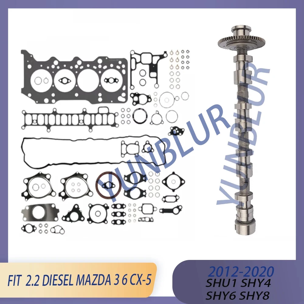 Engine Parts Full Cylinder Gasket Set & Exhaust Camshaft Fit 2.2 L SHU1 SHY4 SHY6 SHY8 Diesel For Mazda 3  6 CX-5