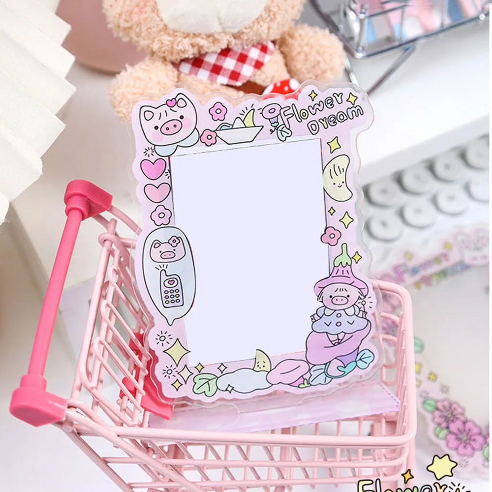 Photocard Frame Acrylic Card Display Stand Sweet Photo Holder Cartoon Card Sleeve Cute Photo Protection Desktop Decor 3inch