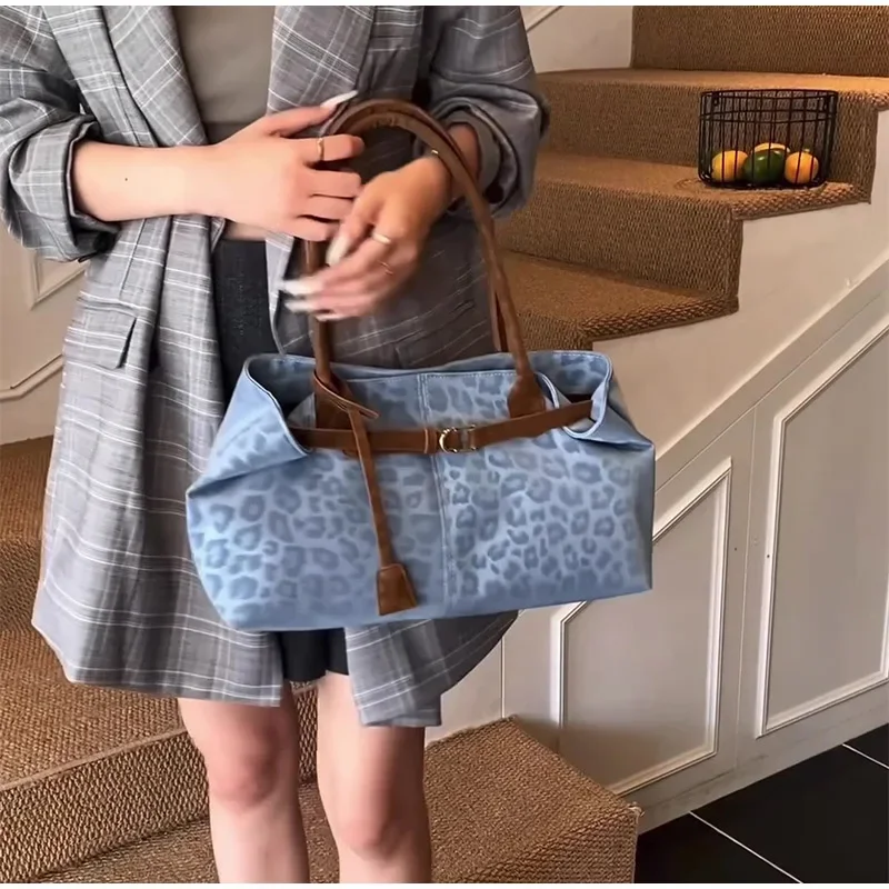 Leopardenmuster Gürtelschnalle Unterarm Umhängetasche, Vintage Große Kapazität Frauen Einkaufstasche, 2025 Herbst Winter Neue Top Griff Handtasche – Detail 10