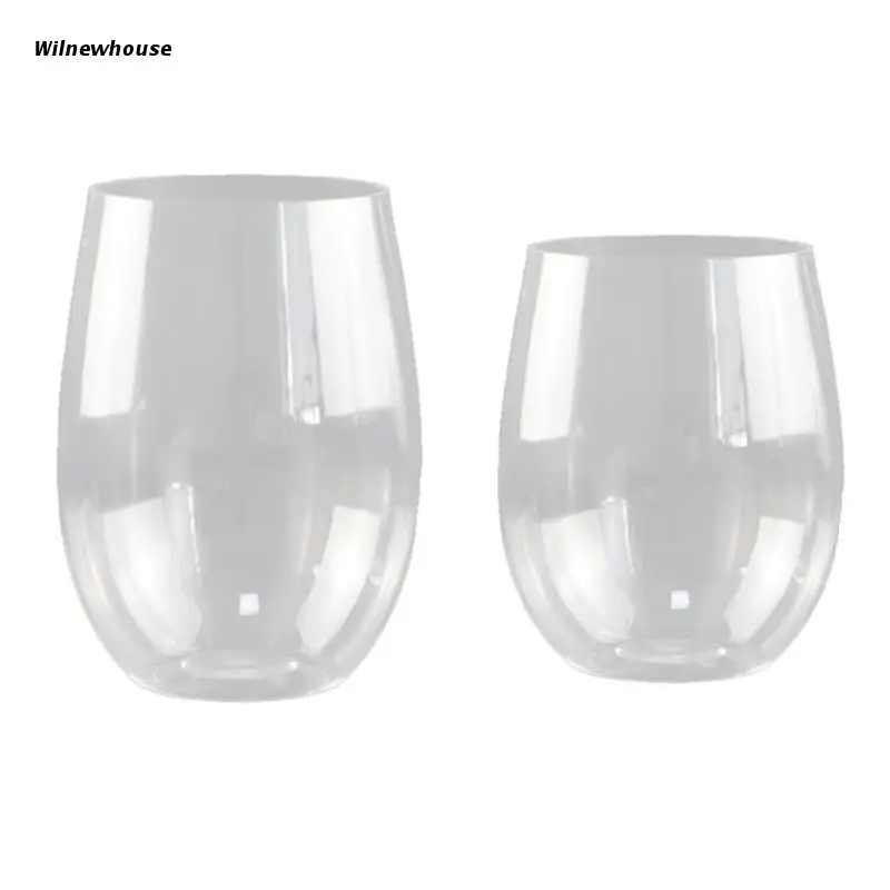 F63A Shatterproof Plastic Wine Glass Unbreakable PCTG Red Wine Tumbler Glasses Cups Reusable Transparent Fruit Juice Cup