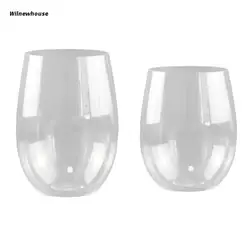 F63A Shatterproof Plastic Wine Glass Unbreakable PCTG Red Wine Tumbler Glasses Cups Reusable Transparent Fruit Juice Cup