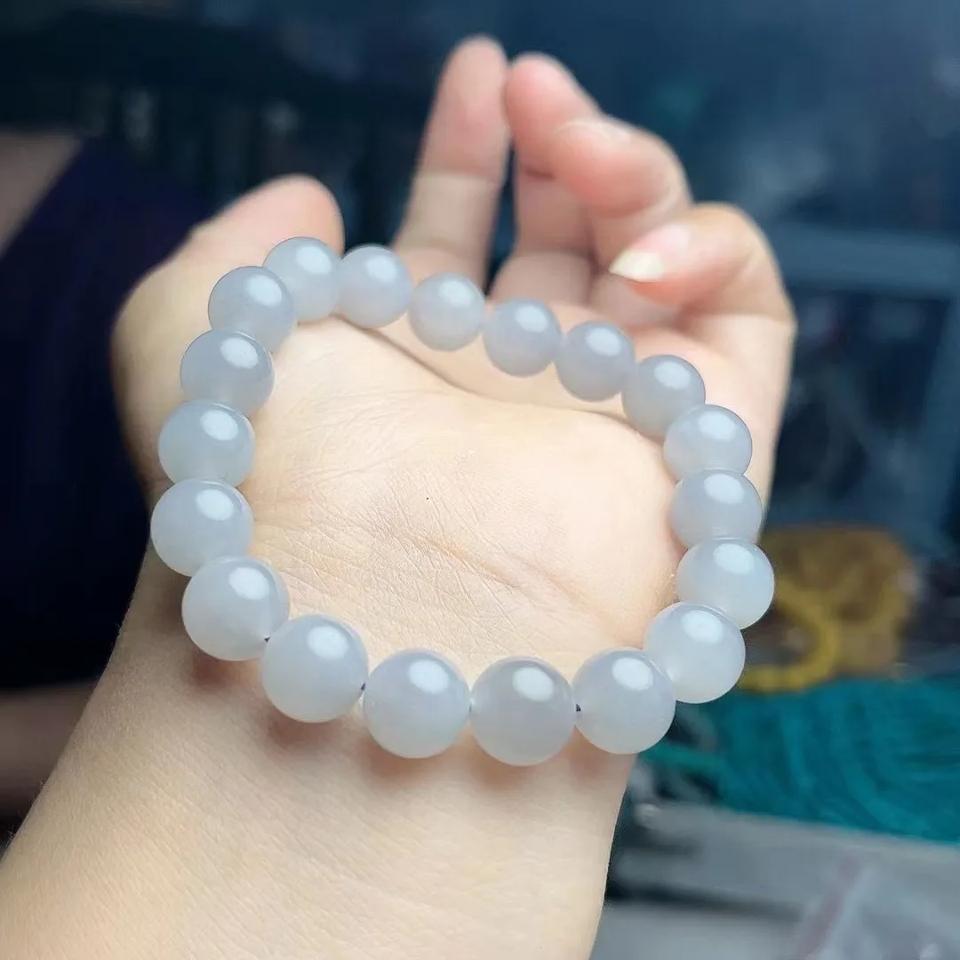 Natural 100% real high-quality Smoke Purple hetian jade Carving round beads bracelets couples woman men Gift with jade bracelet