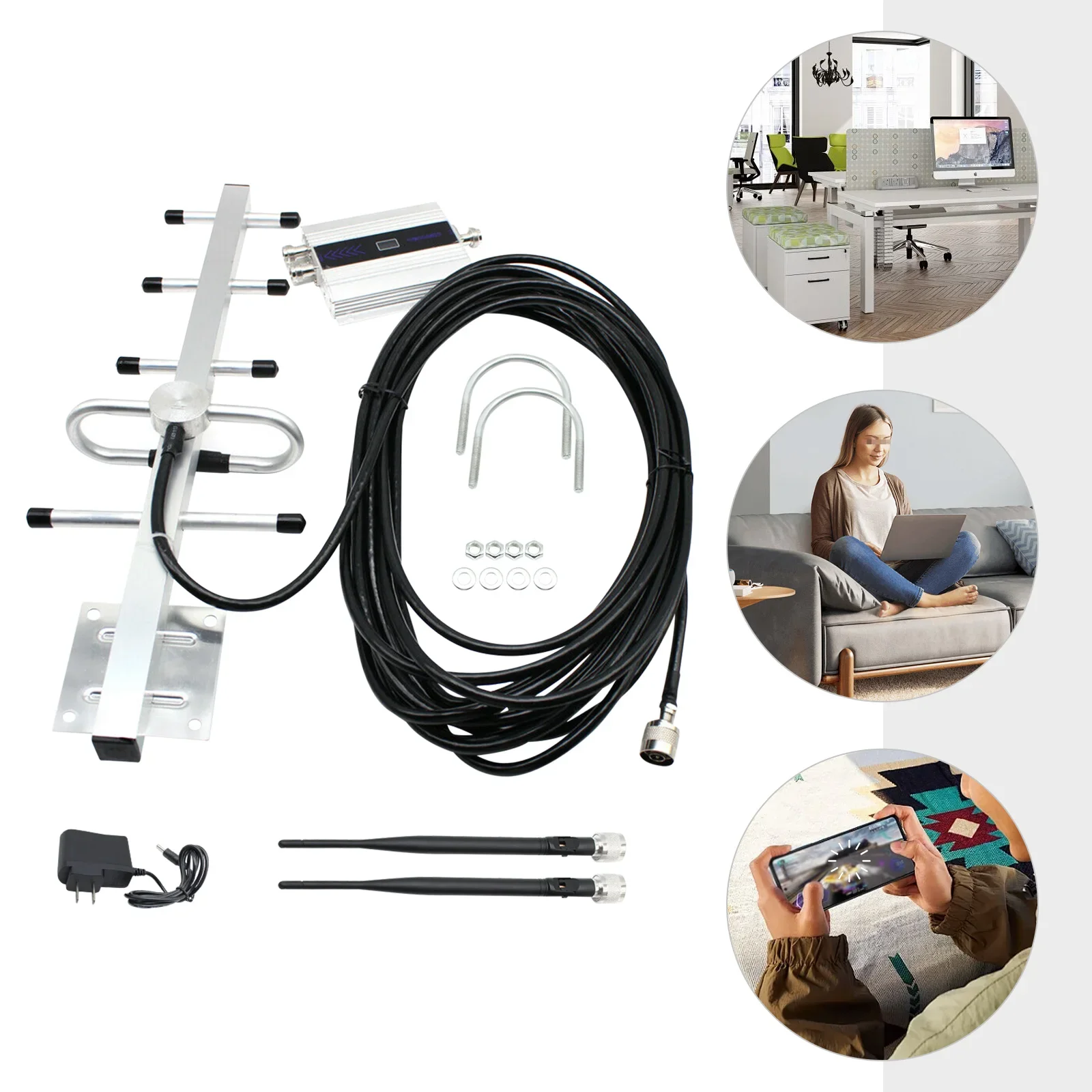 2G 3G 4G Mobile Cell Phone Signal Booster Amplifier Repeater GSM 900MHz Yagi kit Wall-mounted, Bracket Fixing