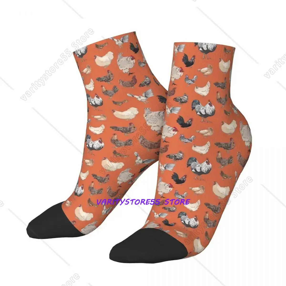 

Chicken Happy In Deep Orange Socks Harajuku Super Soft Stockings All Season Socks Accessories for Man's Woman's Birthday Present