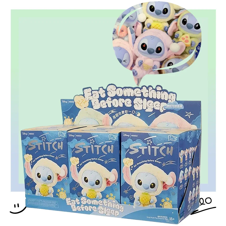 Pendentifs en peluche de haute qualité de la série Stitch Eat Something Before Sleep, ornements de poupées mignons, boîte mystère surprise