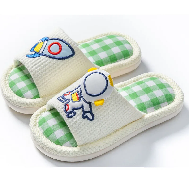 Pantofole per bambini in panno di lino di cotone scarpe per bambini carine per tutte le stagioni infradito per interni antiscivolo per la casa