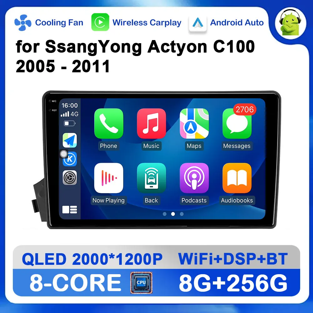 

for SsangYong Actyon C100 2005 - 2011 Android OS GPS Navigation Car Radio Multimedia Player Wireless CarPlay Autoradio Head Unit