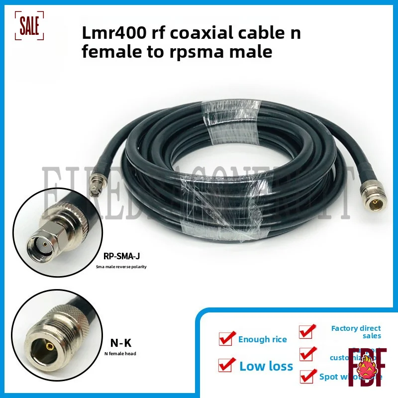 

Коаксиальный кабель LMR400 премиум-класса, 50 Ом, 5 м, N-штекер - RP-SMA штекер, с низкими потерями, для передачи сигнала антенны