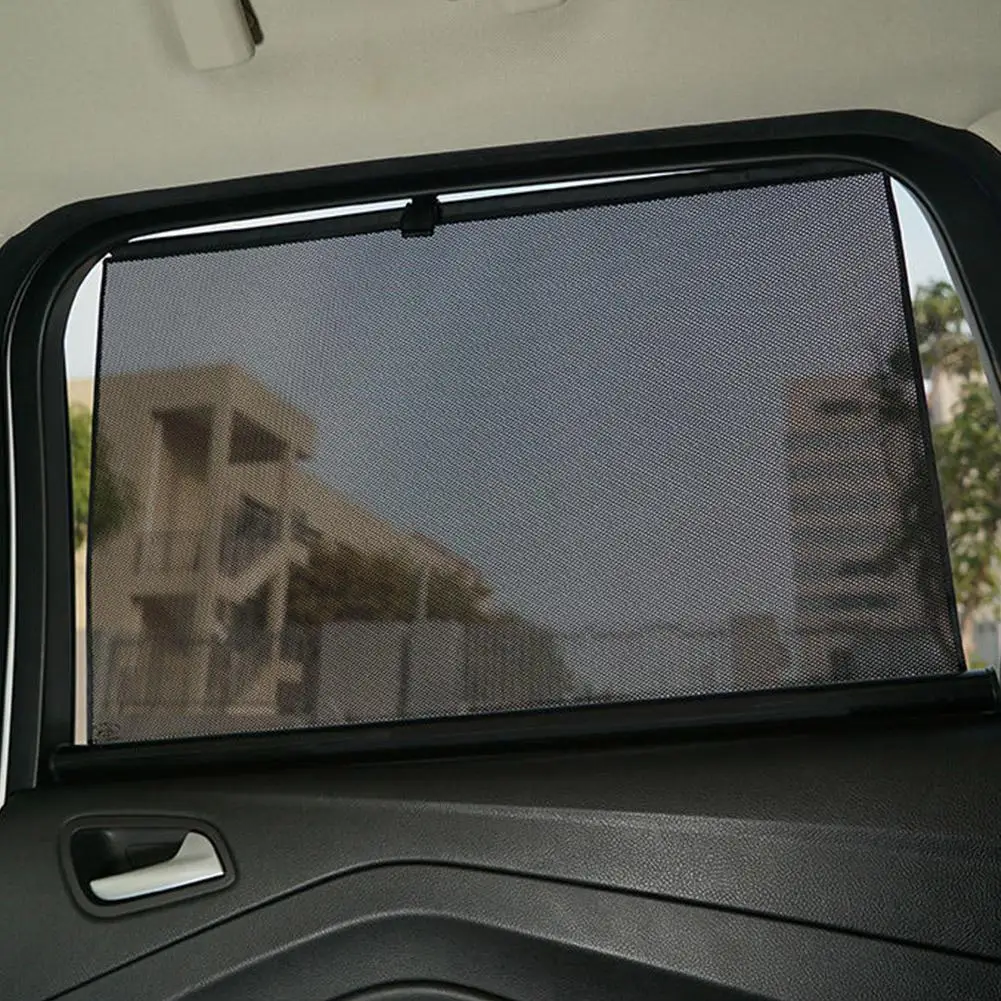Automatic Roller Window Sunshade Fine Mesh, Glare Reduction, UV Privacy Protection, 60x45cm Car Curtain Accessories﻿