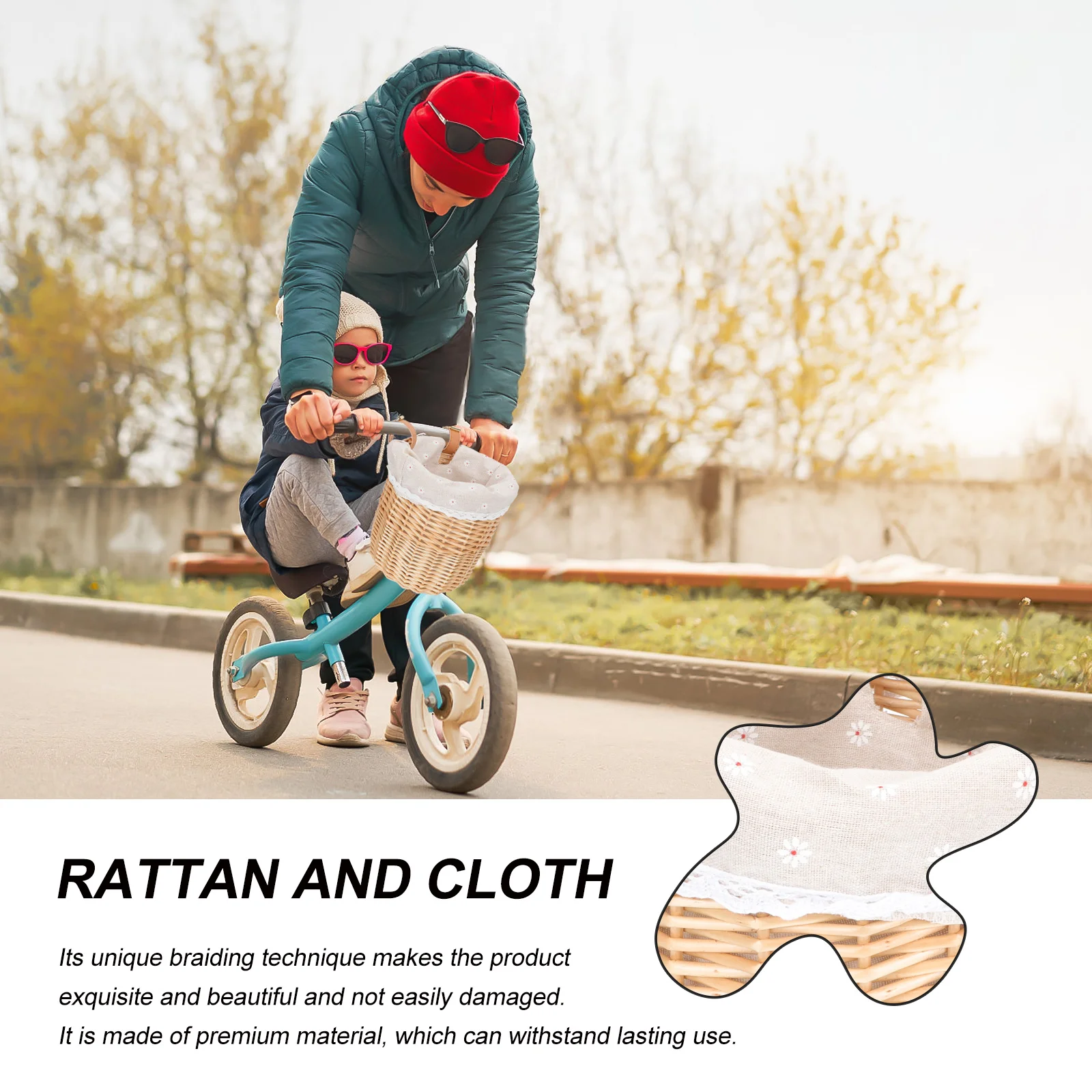 

Прочная плетеная детская корзина для самоката из ротанга, съемная легкая передняя корзина для велосипеда, аксессуар для велоспорта на открытом воздухе