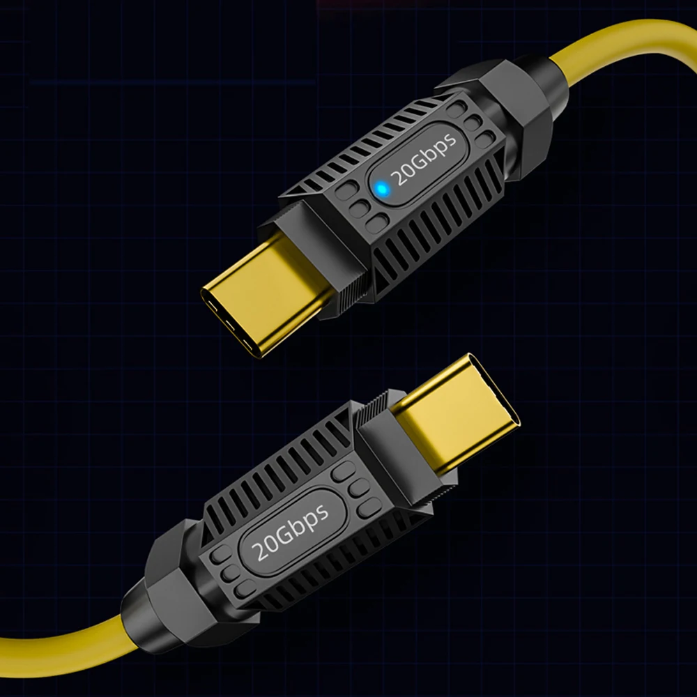 USB 3,2 20Gbps PD 140W empalme Cable de datos de carga rápida 8K tipo C a C extensor de resorte para Macbook Pro ASUS iPhone 16 cargador