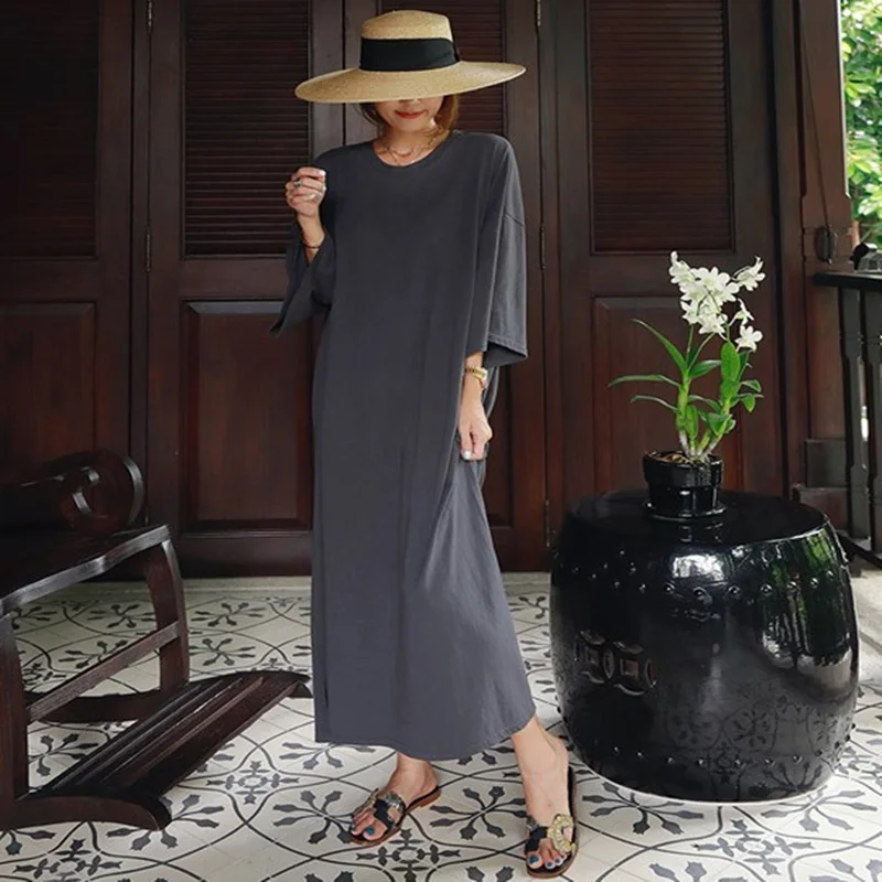 Été automne nouveau T-shirt long au-dessus du genou Dr paresseux personne T-irt Dr minceur viande couvrant le ventre couvrant Dr sweat à capuche C...