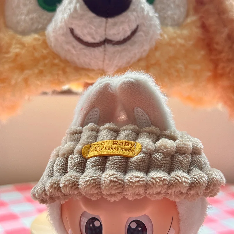 For Labubu Doll Clothes L058 Wide Fleece Fisherman Hat Suitable For First Second And Third Generations 17cm Labubu Clothes