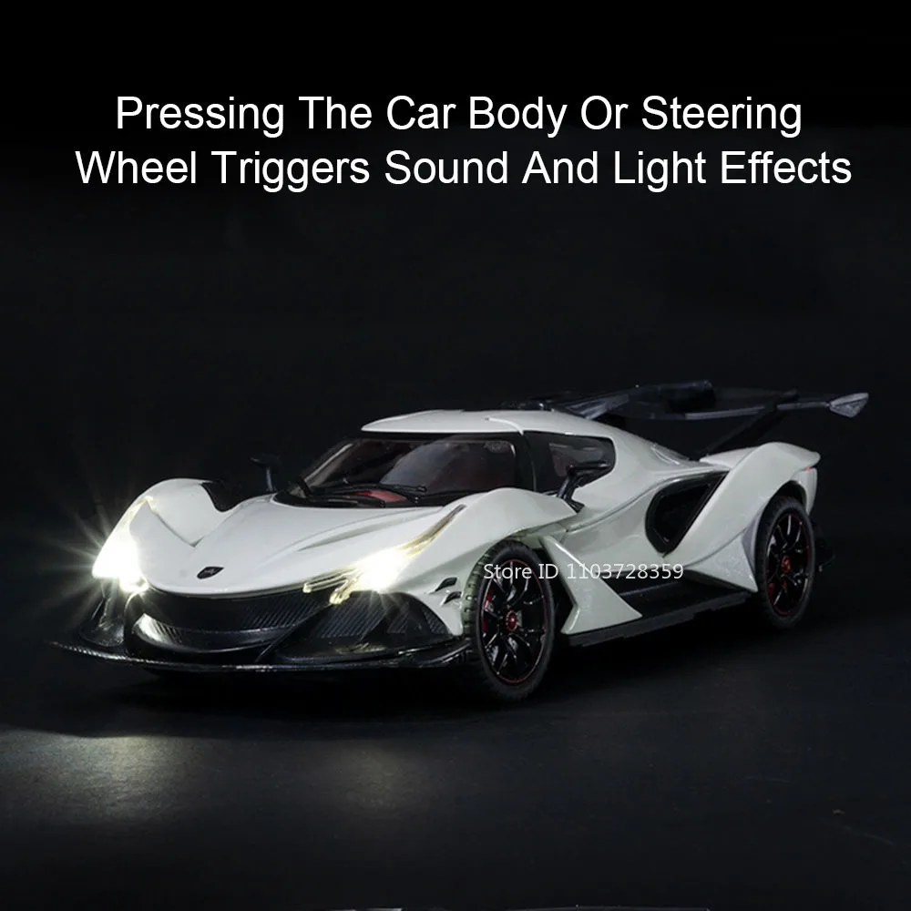 1:24 Apollo IE EVO Sportwagen Spielzeugmodelle Legierung Diecast Mini Supercars Sound Licht Türen geöffnet zurückziehen für Kinder präsentiert