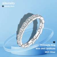 D VVS1 Moissanite Ring Original S925 Sterling Silver Plated 18k White Gold Eternity Band with GRA Wedding Ring for Women