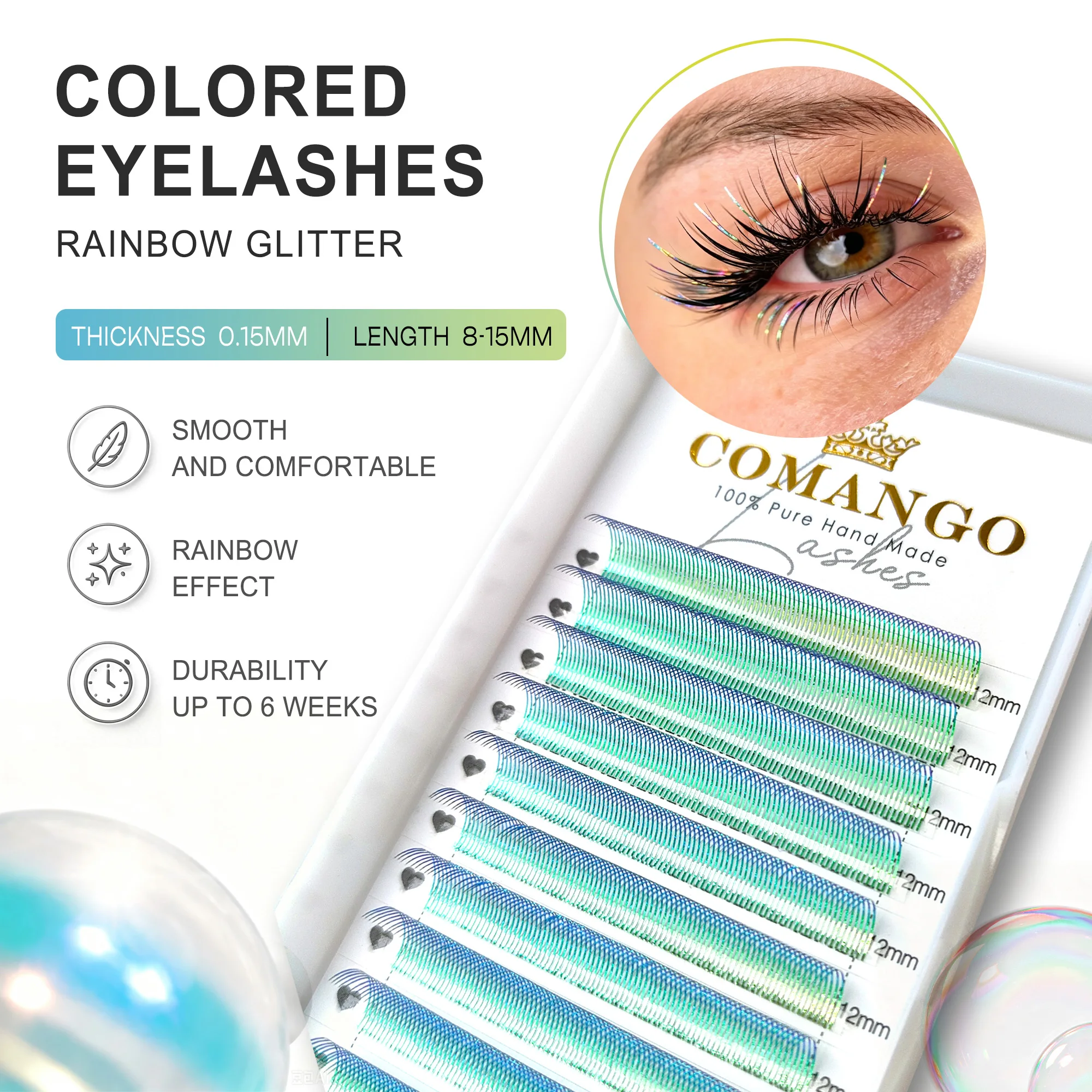 CoMango C/D Curl Aurora Spikes Eyelash Extension 0.15mm Fairy Volume Fans Lashes Faux Mink False Lashes Cosplay Party Makeup